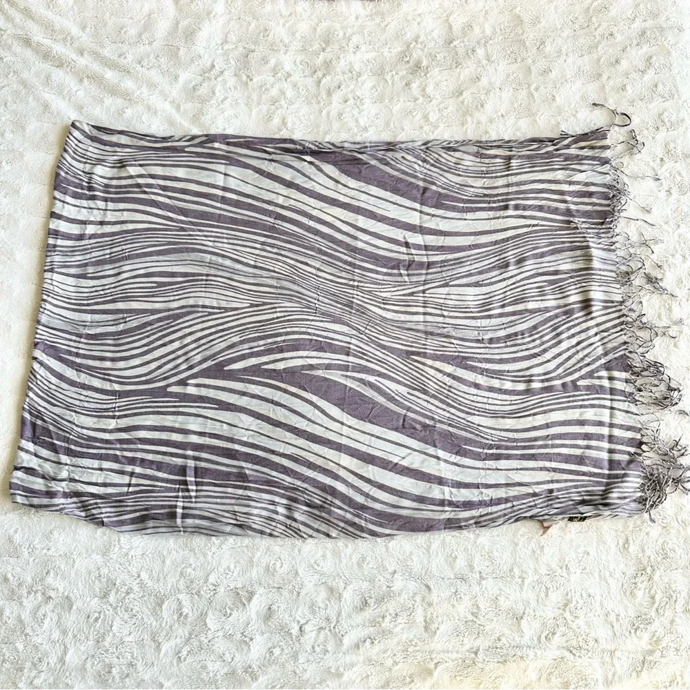 Pashmina Scarf Wrap Shawl Womens Purple Zebra Animal Print Whimsygoth Rave Italy
